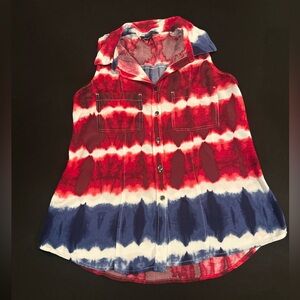 Rock & Republic Tie Dye Sleeveless Button Down Blouse Size M